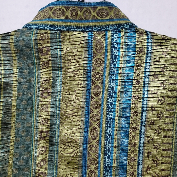 Analogy Petites PM Green Blue Zip Front Textured Jacket New - Picture 8 of 8